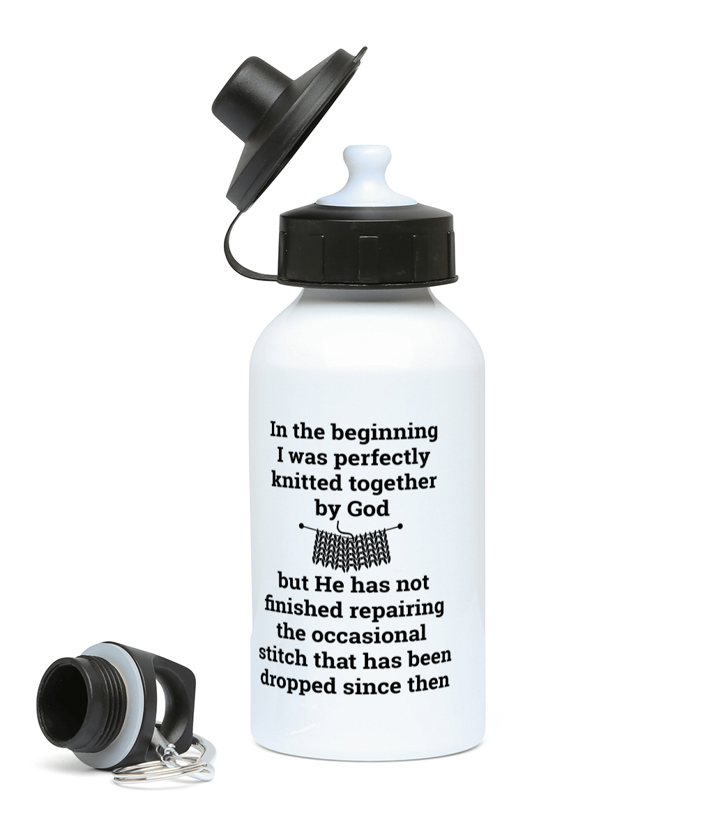 water bottle 400ml in the beginning I was perfectly knitted together by God with knitting image