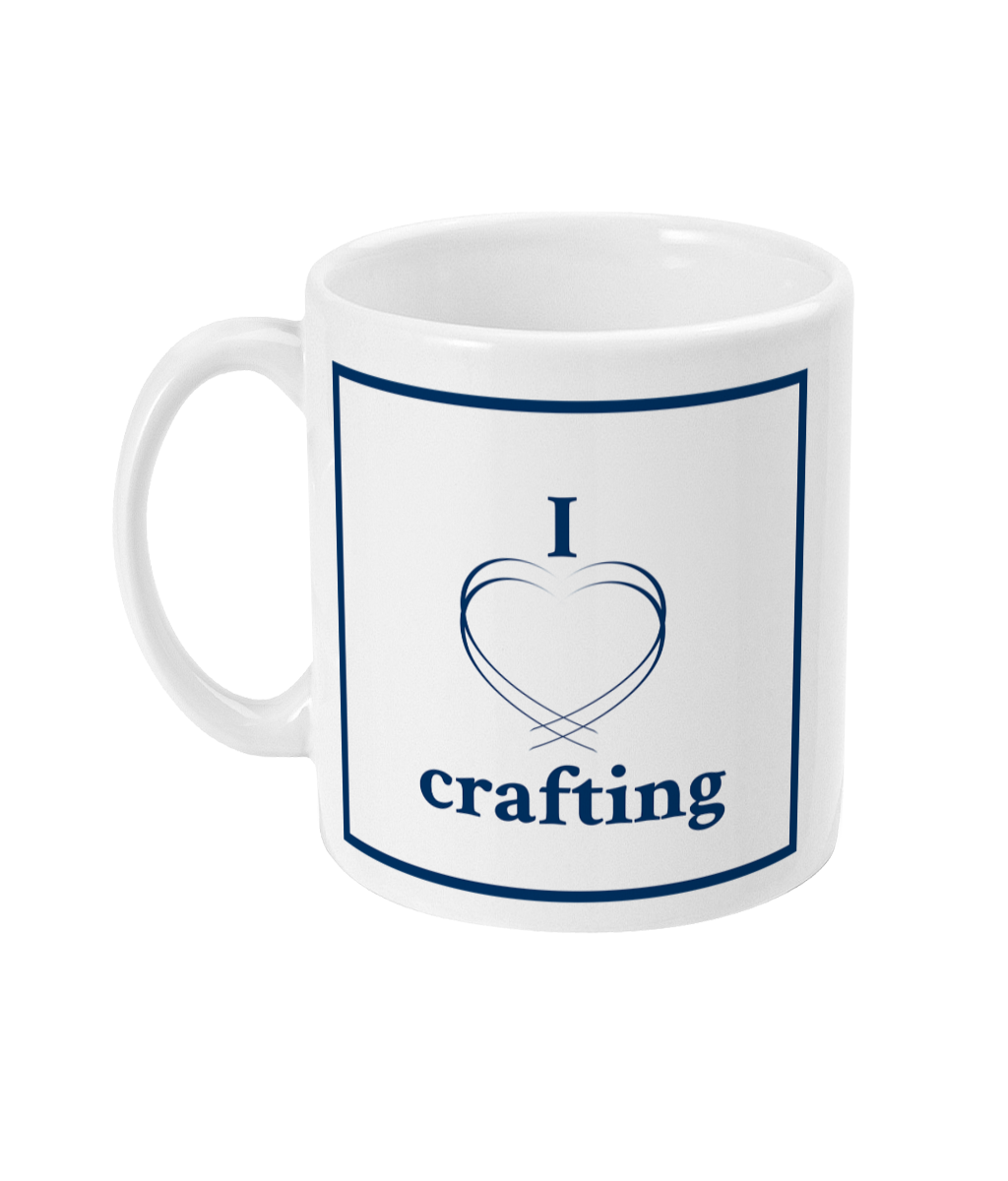 mug with I love crafting printed on it