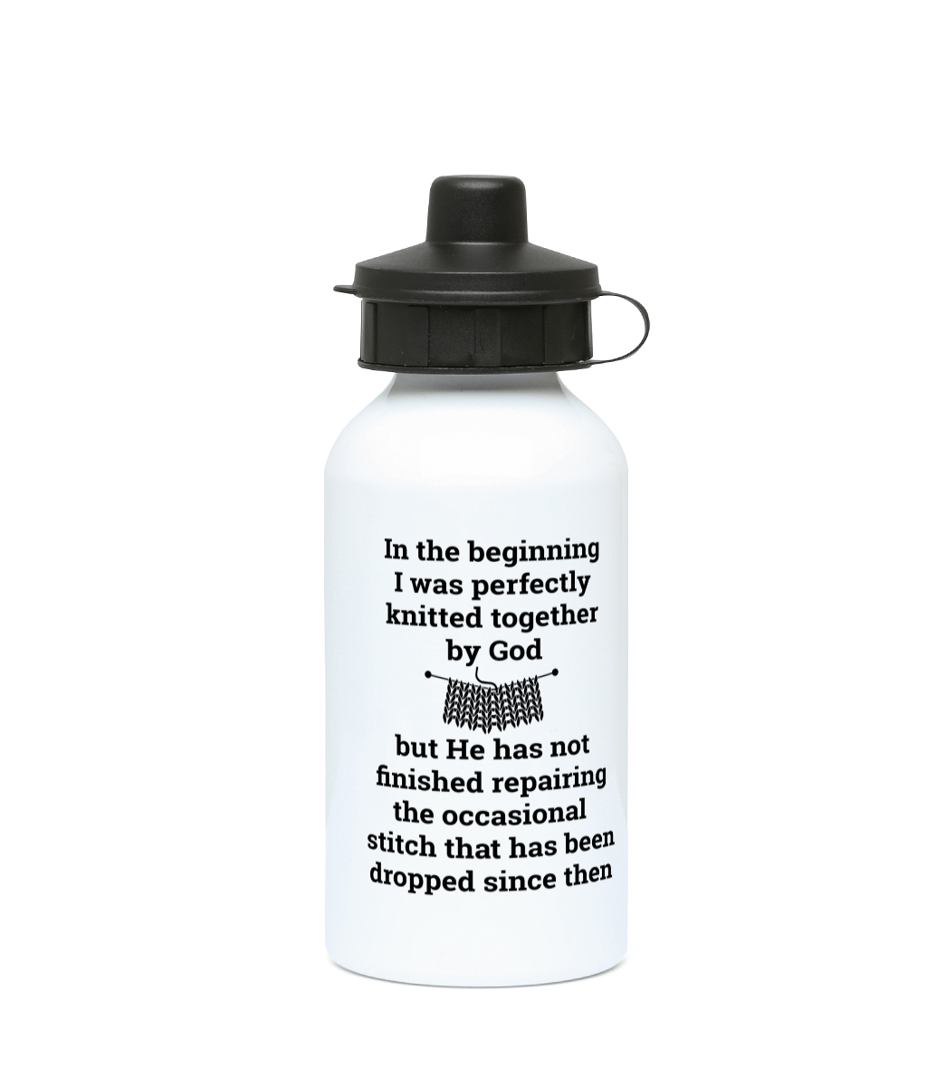 water bottle 400ml in the beginning I was perfectly knitted together by God with knitting image