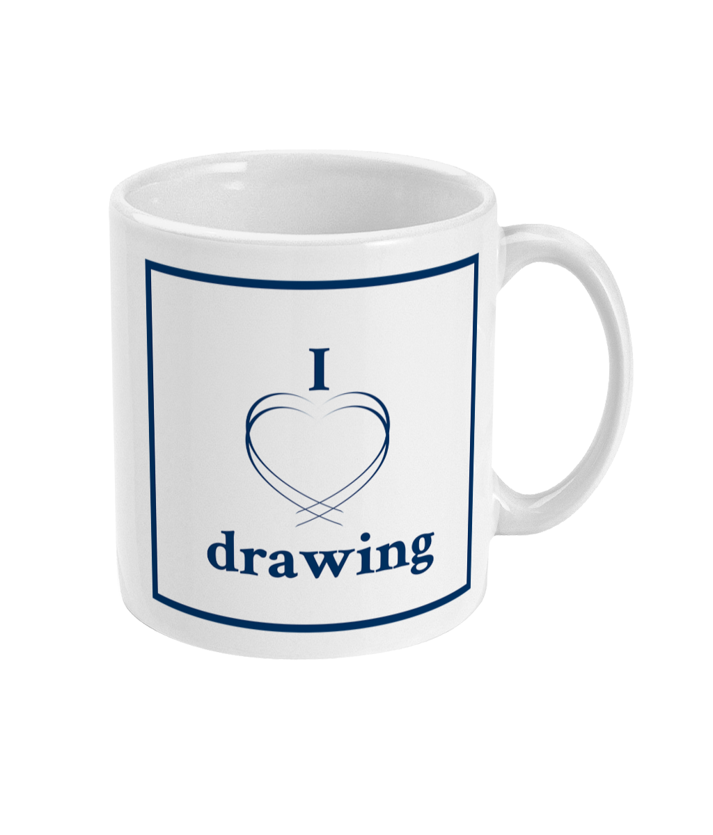 mug with I love drawing printed on it