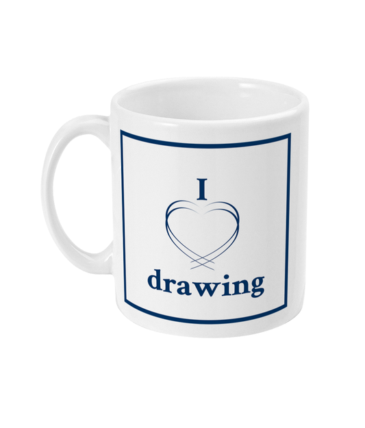mug with I love drawing printed on it