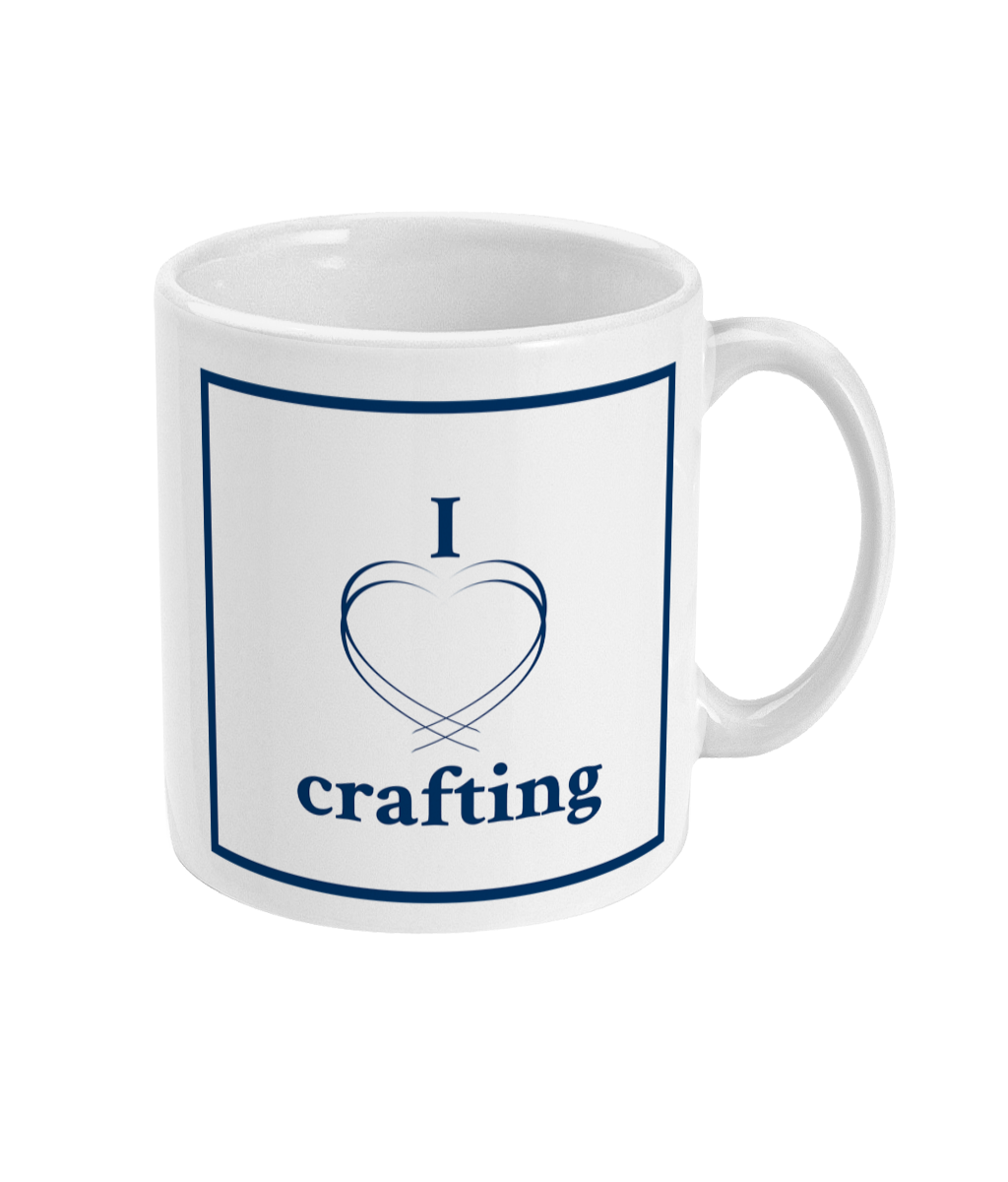 mug with I love crafting printed on it